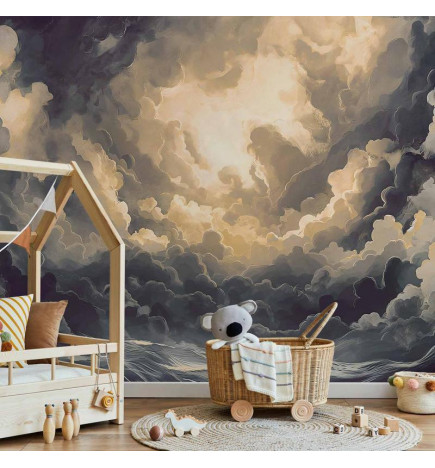 Mural de parede - Epic Light Play: The Sun Battling for Dominance Over the Clouds