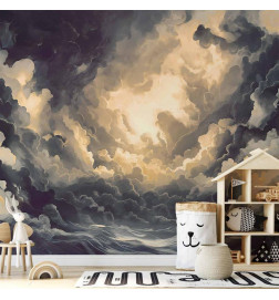 Wall Mural - Epic Light Play: The Sun Battling for Dominance Over the Clouds