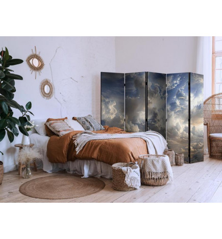 Room Divider - Golden Reflections on Clouds Foreshadowing Dusk