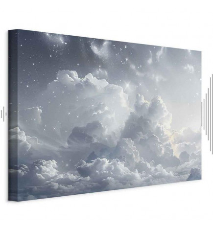 Schilderij - Astral Calm: Stars Scattered Over Delicate Clouds