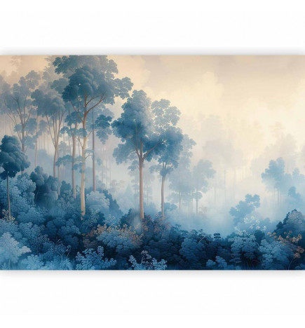 Fototapeet - Landscape with Trees in Illustrative Style Fairy-Tale Blue Forest