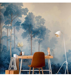Mural de parede - Landscape with Trees in Illustrative Style Fairy-Tale Blue Forest