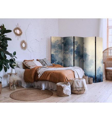 Vouwscherm - Landscape With Trees in Illustration Style Fairy Blue Forest