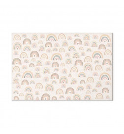 Canvas Print - Spring - Pastel Rainbows with Hearts on a Rainy Day