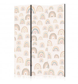 Biombo - Spring - Pastel Rainbows on a Rainy Day with Hearts