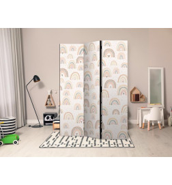 Room Divider - Spring - Pastel Rainbows on a Rainy Day with Hearts