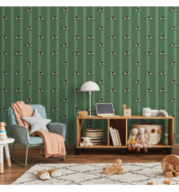 Papel pintado - Sports Whistles - Repeating pattern on a striped green background