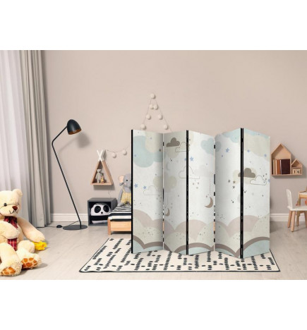 Paravan - Cloudy Night Sky - Moons in Browns and Beiges Amid Numerous Clouds and Stars on a Light Background