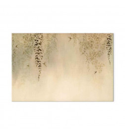 Canvas Print - Spring Orchard - Hummingbirds Among Tree Branches in Beige Shades