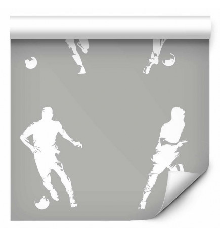 Tapetti - Sports Silhouettes - Dynamic figures of soccer players on a gray background