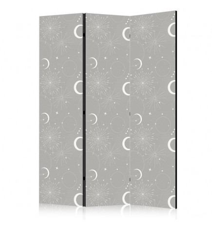 Biombo - Cosmic Fireworks - Elegant Pattern with Moons and Stars on a Gray Background