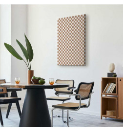 Paveikslas - Checkerboard Pattern - Brown-White Grid with a Subtle Noise