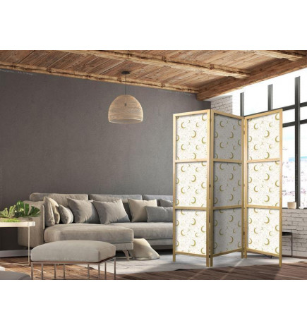 Paravent japonais - Moonlit Nights - Delicate Moons and Clouds in Warm Tones