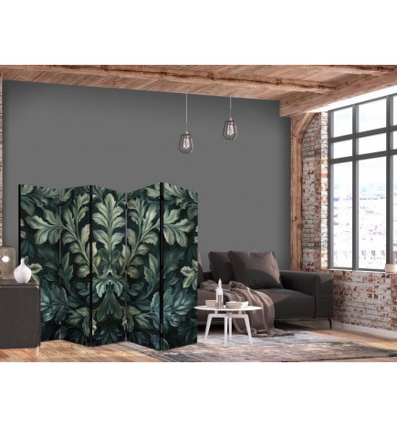Paravan - Dark Green Victorian Leaves - Botanical Carved Composition