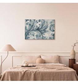 Leinwandbild - Stone Baroque Ornaments in Light Shades of Gray-Blue