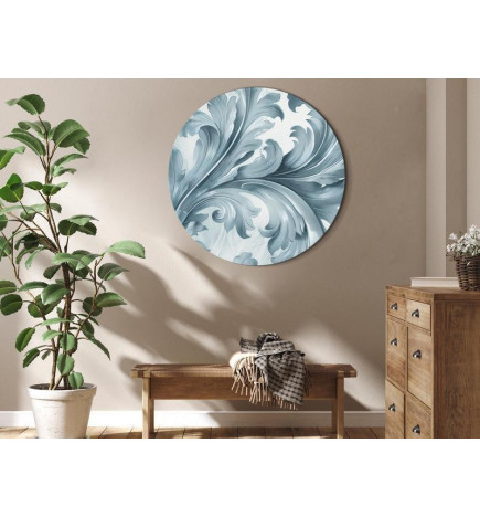 Quadro rotondo - Stone Baroque Ornaments in Light Shades of Gray-Blue
