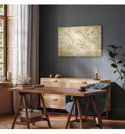 Canvas Print - Botanical Motif with Leaves and Vines in Sand Colors