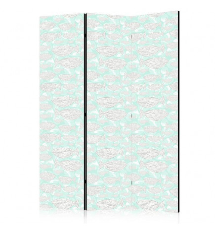 Sermi - Minimalist Fish - Fish of Grey Dots on a Crystal Clear Water Surface in Mint Green Colors