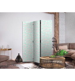 Room Divider - Minimalist Fish - Fish of Grey Dots on a Crystal Clear Water Surface in Mint Green Colors