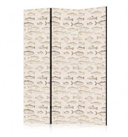 Pertvara - Fish in Beige Tones - Various Species of Fish in Beige-Brown Colors Presented in Vintage Style on a Light Bac