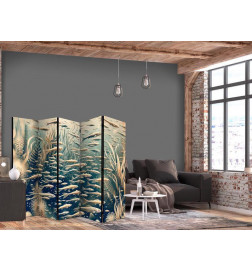 Paravan - Life in The Ocean - Underwater World of Fish And Vegetation in Beige And Navy Colors in Retro Style