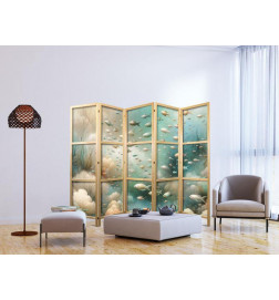 Japans kamerscherm - Spectacular Underwater Landscape - Fish in the Underwater World in Colors of Turquoise Blue Beige a