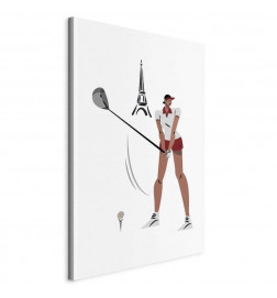 Canvas Print - Female Golfer With the Eiffel Tower in the Background - Illustration