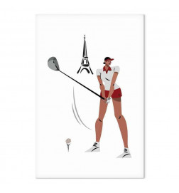 Quadro - Female Golfer With the Eiffel Tower in the Background - Illustration