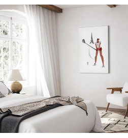 Tableau - Female Golfer With the Eiffel Tower in the Background - Illustration