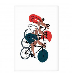Canvas Print - Cycling Race Competitors on a Light Background - Illustration