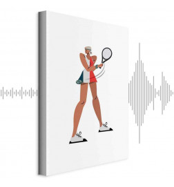Tablou - Tennis Player With a Racket on a Light Background - Illustration