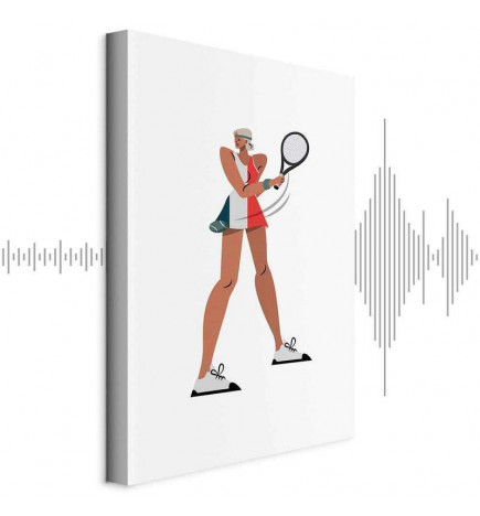 Cuadro - Tennis Player With a Racket on a Light Background - Illustration
