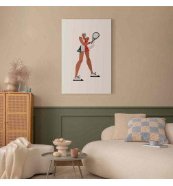 Quadro - Tennis Player With a Racket on a Light Background - Illustration