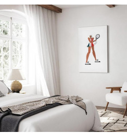 Tableau - Tennis Player With a Racket on a Light Background - Illustration