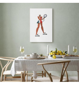 Schilderij - Tennis Player With a Racket on a Light Background - Illustration