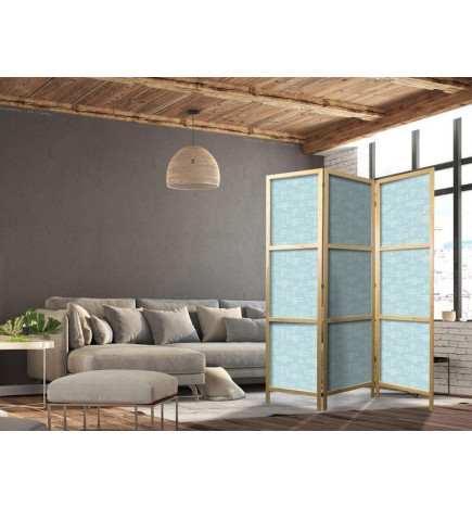 Paravento giapponese - Sketch - Outline of an Airplane in White on a Turquoise Background