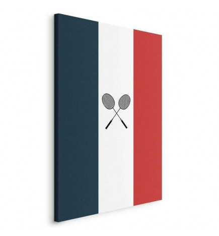 Quadro - Black Badminton Rackets Against the Backdrop of the French Flag
