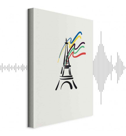 Leinwandbild - Eiffel Tower and Colorful Ribbons