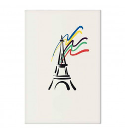 Schilderij - Eiffel Tower and Colorful Ribbons