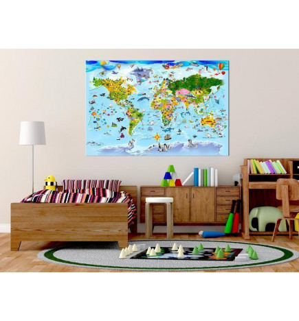 Decorative Pinboard - Childrens Map: Colourful Travels