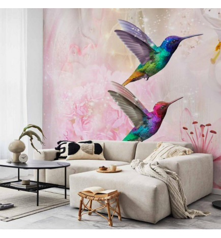 Mural de parede - Colourful Hummingbirds (Pink)