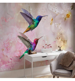 Fototapet - Colourful Hummingbirds (Pink)