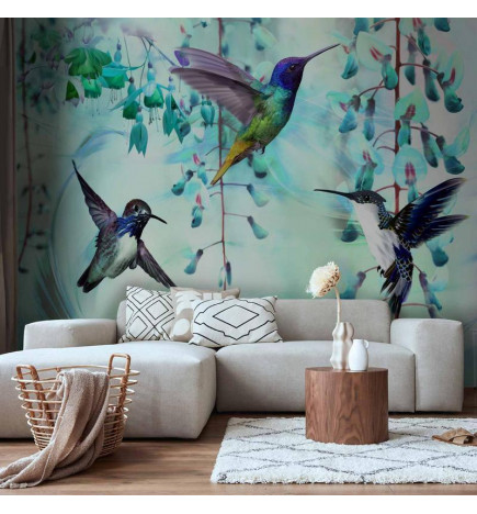 Fototapetti - Flying Hummingbirds (Green)