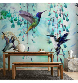 Fototapeet - Flying Hummingbirds (Green)