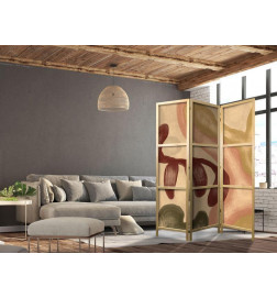 Paravento giapponese - Worn Figures - Shapes in Lime Wash Technique in Warm Colors