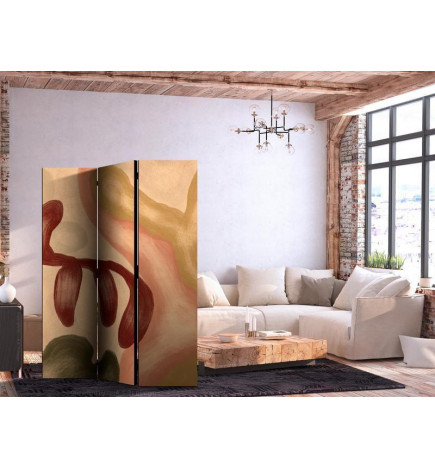 Room Divider - Worn Figures - Shapes in Lime Wash Technique in Warm Colors