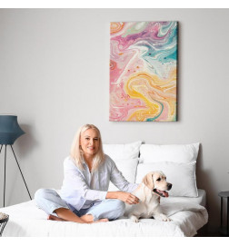 Tablou - Colorful Chaos - Dynamic Shapes in Shades of Pink Yellow and Blue