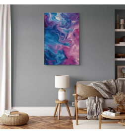 Leinwandbild - Night Flows - Abstract Waves in Shades of Blue and Violet