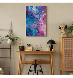 Leinwandbild - Night Flows - Abstract Waves in Shades of Blue and Violet