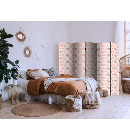 Pertvara - Pink Blossoming - Flowers in Warm Colors on a White Background